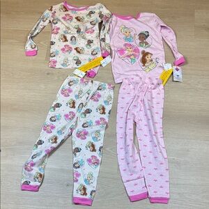 NEW Disney Princess Pajama Set - 2 pairs Cinderella Belle Tiana Ariel 5T